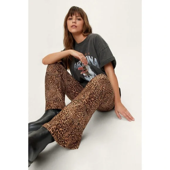 Nasty Gal Leopard Pajamas Shorts Nasty Gal Satin Leopard 3Pc Shirt